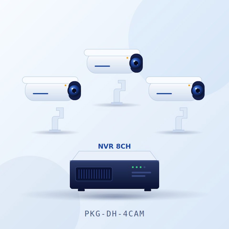 پکیج چهار دوربین ۲ مگاپیکسل داهوا با NVR